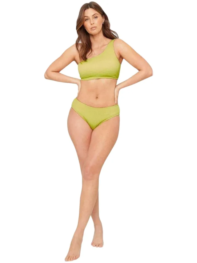 Be You Dames/dames Bikinibroekje met structuur (Kalk) Limoengroen
