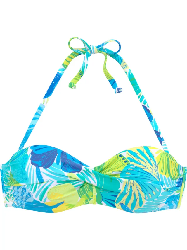 Bandeau bikinitop met beugel blauw/groen