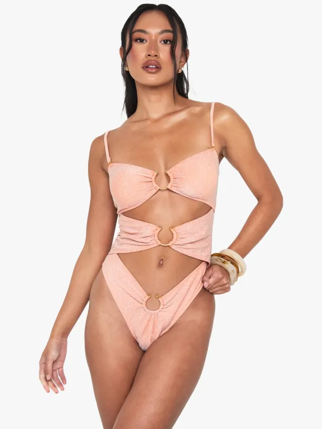 boohoo Dames Glitter Cutout Badpak Oranje