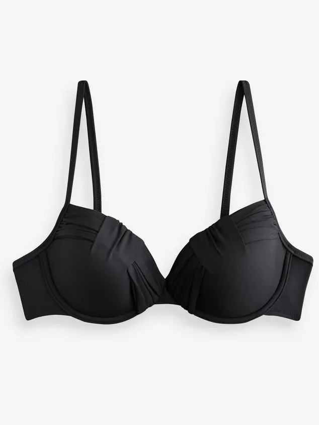 Next Dames - Gedrapeerde vormgevende bikinitop met beugels en vullingen - Zwart Black