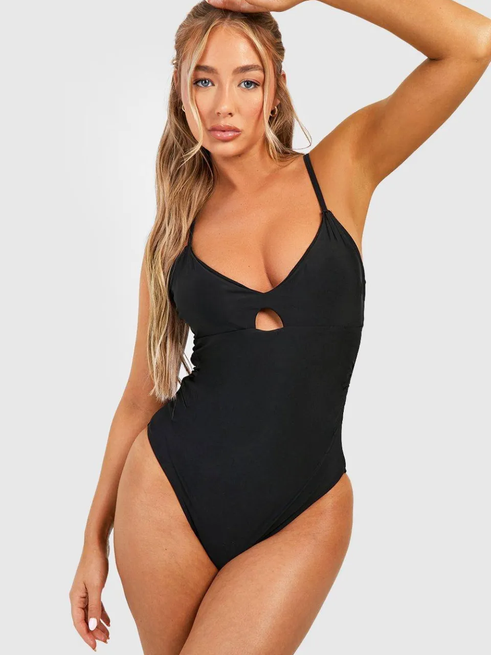 boohoo Dames Control Plunge Sleutelgat Badpak zwart, foto 3