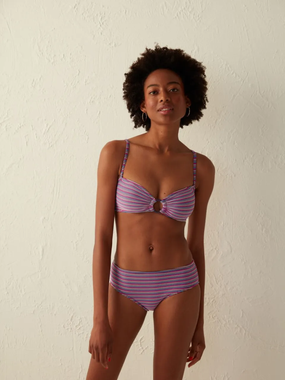 Penti Gestreepte Cut-Out Bandeau Bikini Top Veelkleurig