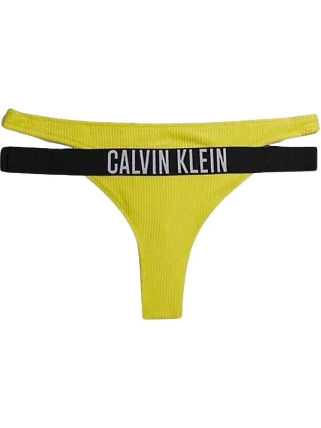 Calvin Klein Bikinibroekje met geribd detail voor dames/dames (Geel), foto 2