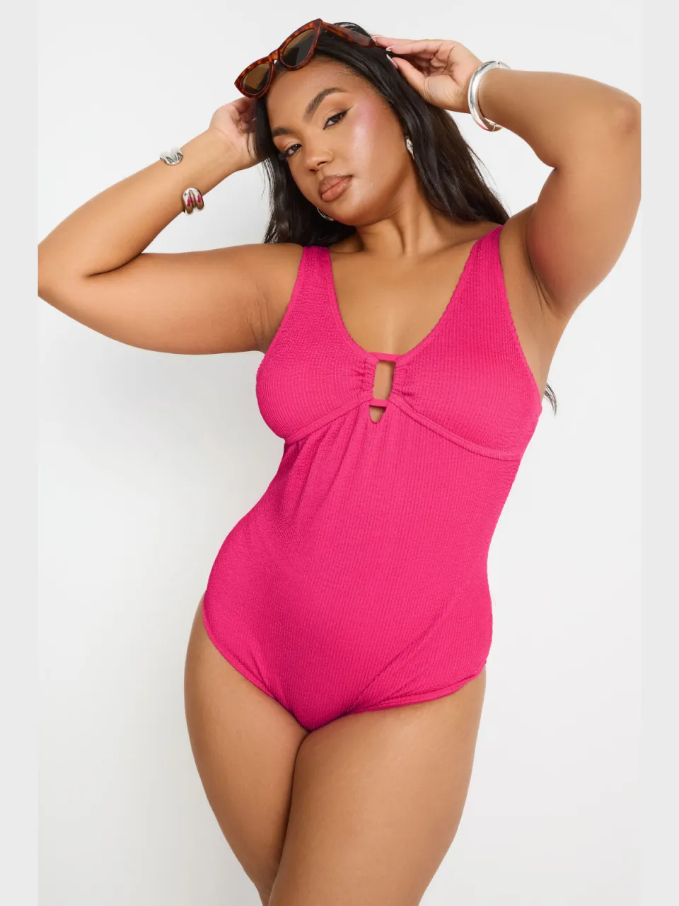 Yours Badpak Met Textuur En Uitsnijding Met Gespdetail In Roze Pink