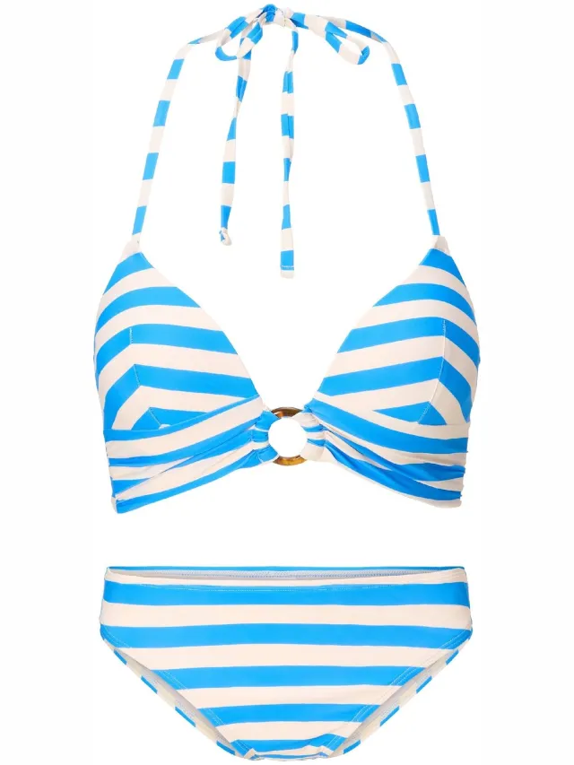 LingaDore Triangel voorgevormd bikini set Ortensia blue stripe