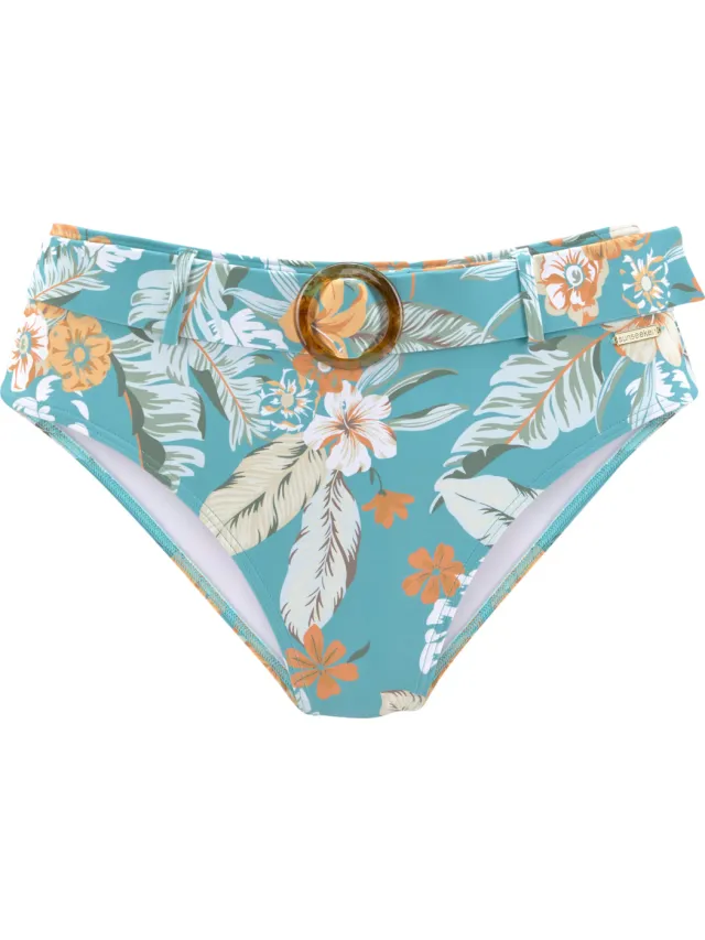 Highwaist bikinibroekje aquablauw bedrukt