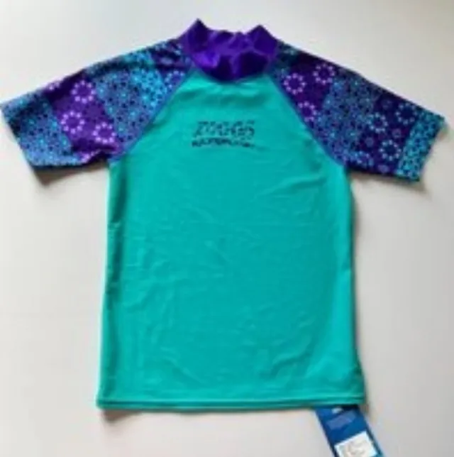 Zoggs zwemtshirt - groen/paars - korte mouwen - maat 10 jaar