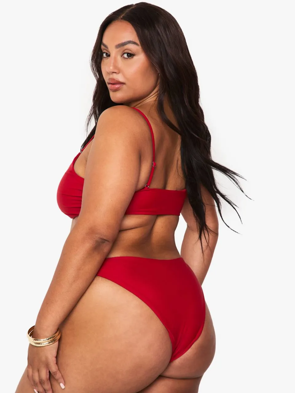 boohoo Dames Plus Swimwear Essentials Crop Bikini Top rood, foto 2