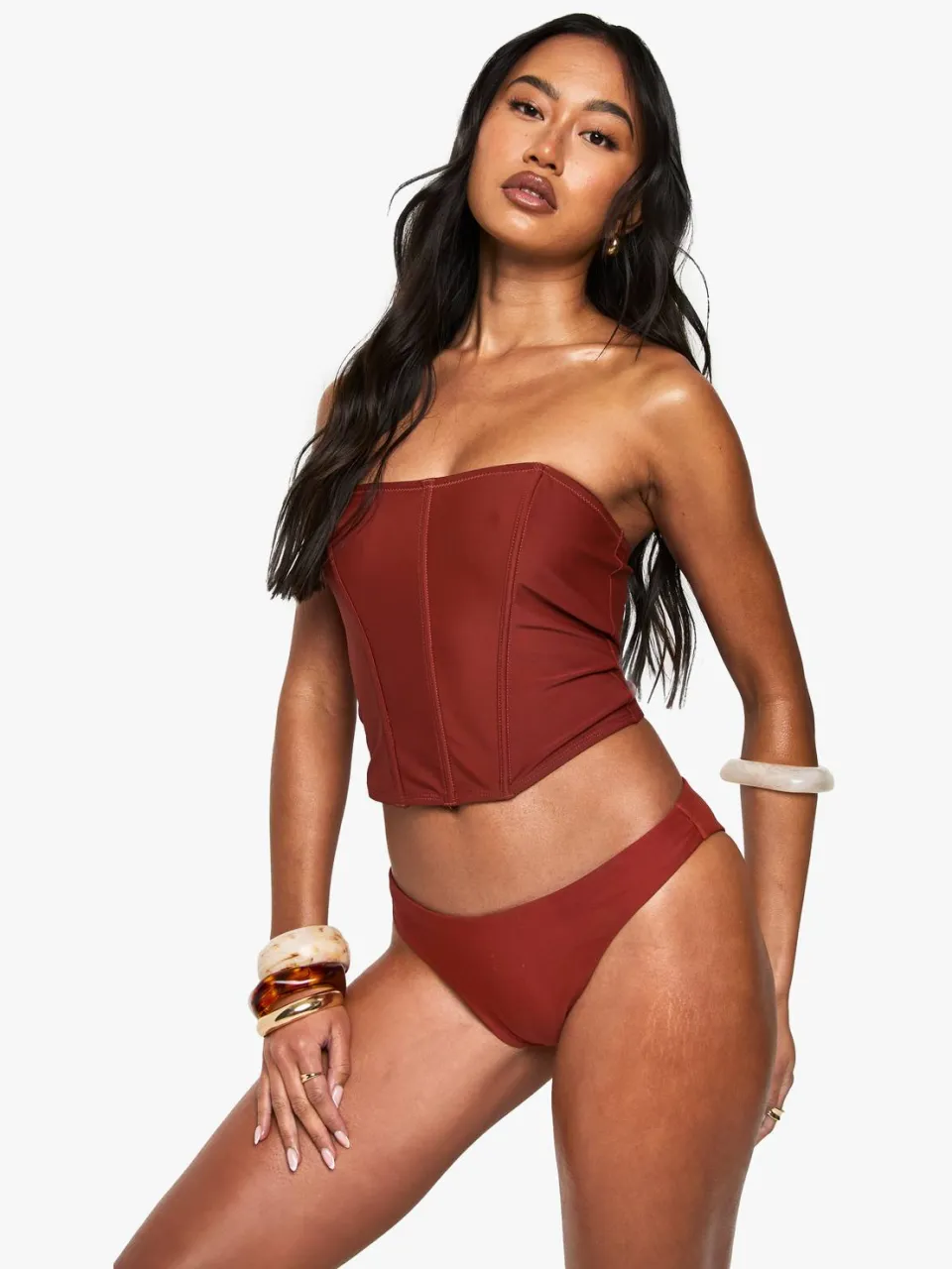 boohoo Dames Premium Hipster Bikini Slip Roest