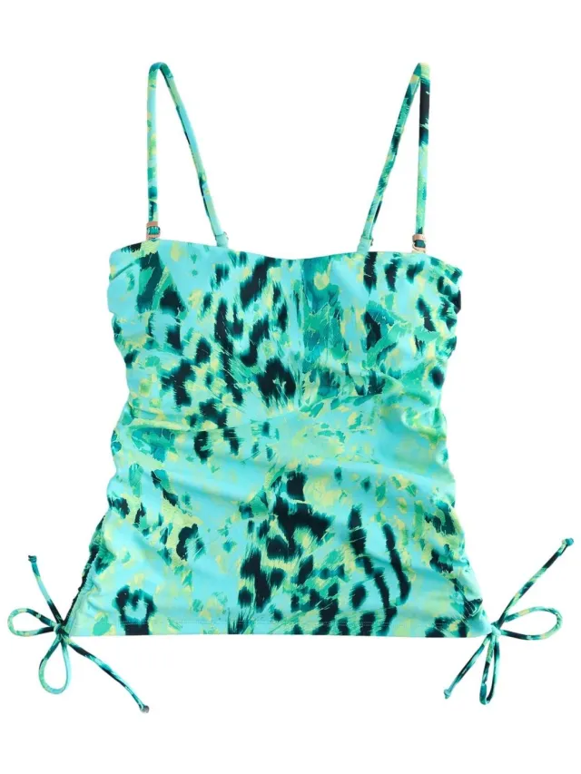 Next Dames - Bandeau-tankinitop met ruches - Groen Blue/Green Animal