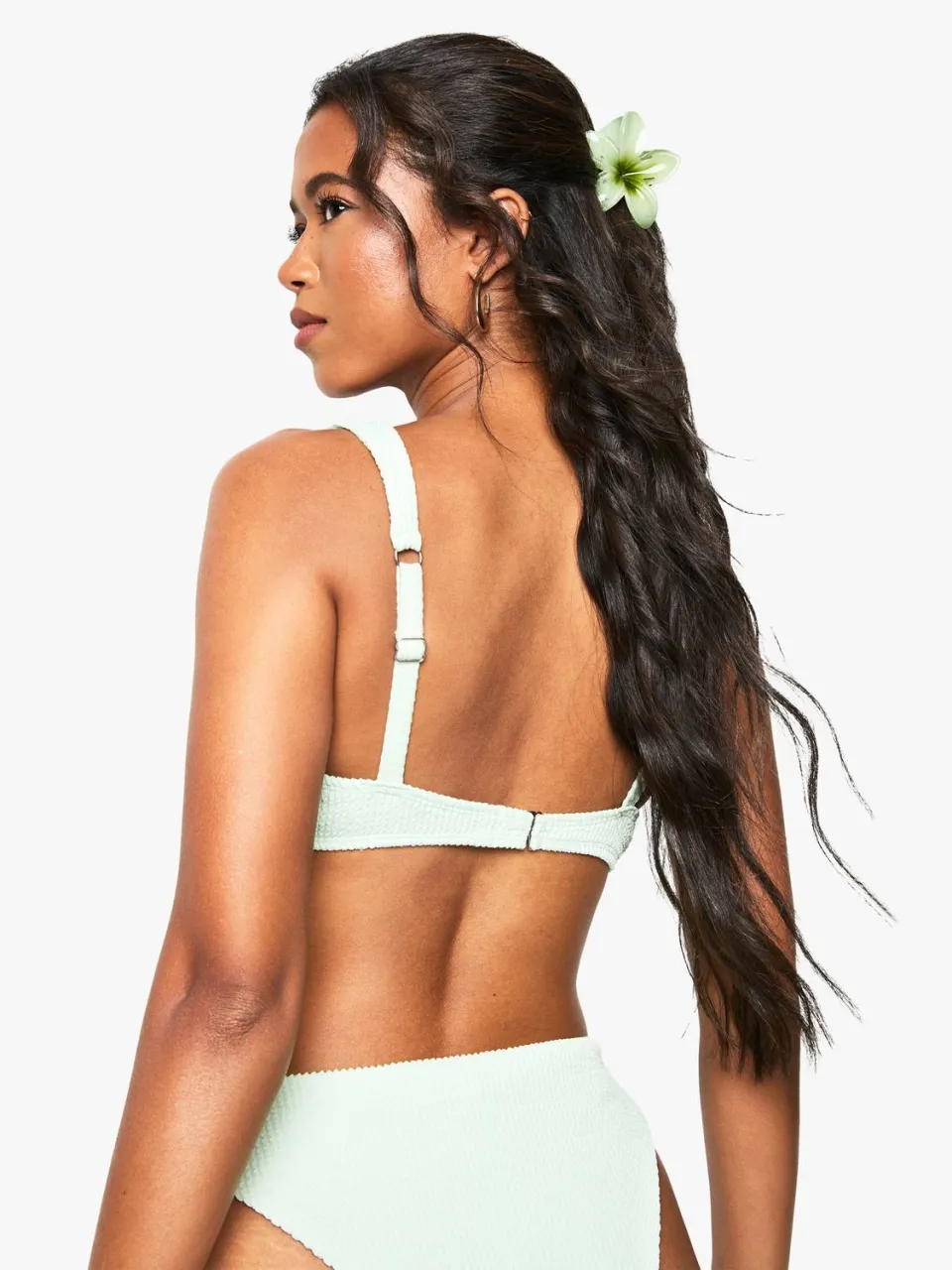 boohoo Dames Zwemkleding Essentials Crinkle Balcony Bikini Top munt, foto 2