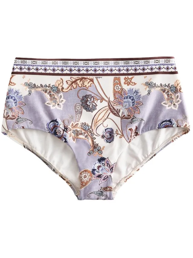 Next Dames - Bikinislip met hoge taille en print - Blauw