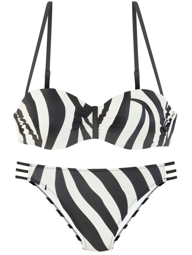 bandeaubikini met beugel zwart crème, foto 2