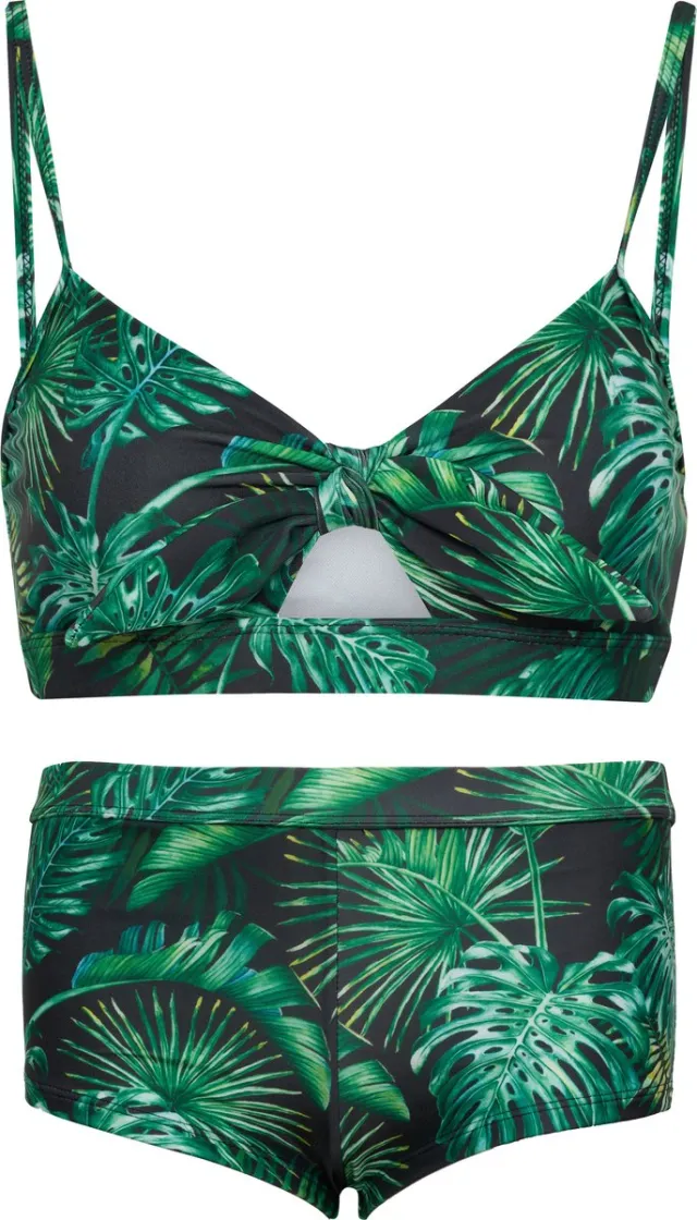 La V Bikini hipster broekje en top met strik -Monstera leaf 170-176 Groen