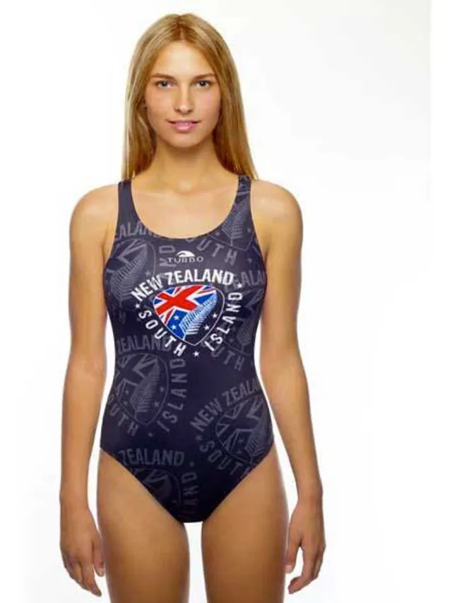 Turbo New Zealand Shield 898251 Zwemkleding Blauw S Vrouw Black