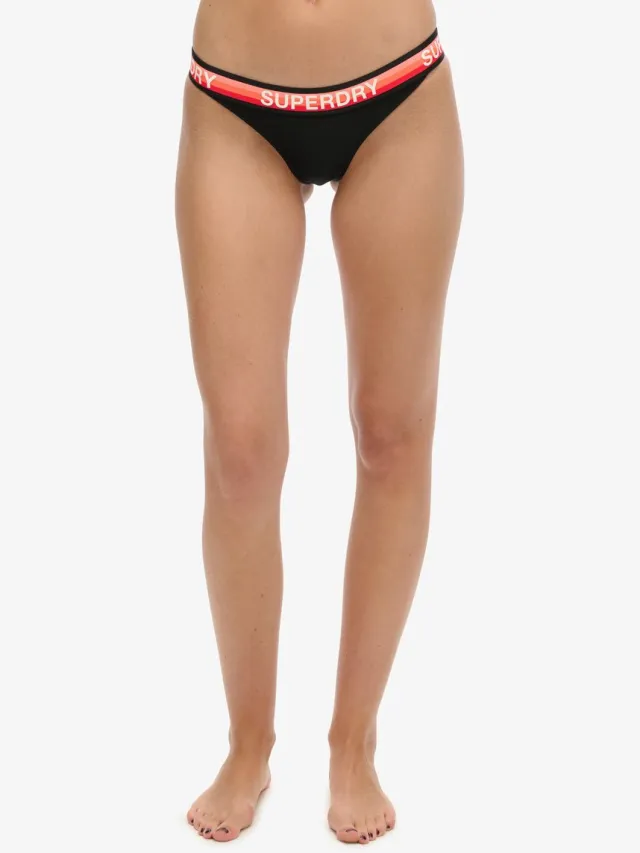 Superdry Klassiek gestreept bikinibroekje - Dames - Badpakken zwart