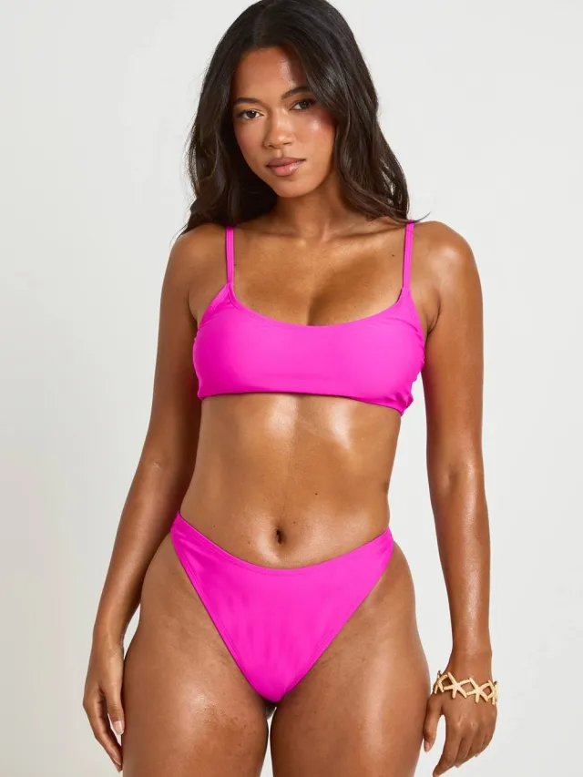 boohoo Dames Essentials Schepvormige Bikini Top Fuchsia