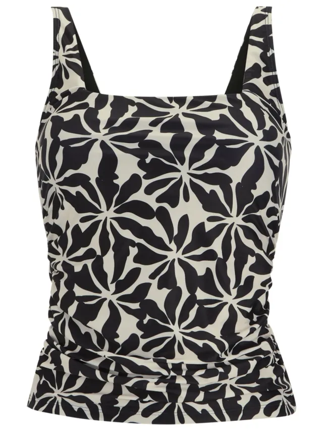 Regatta Dames Loria Abstract Floral Tankini Top (Zwart/Wit)