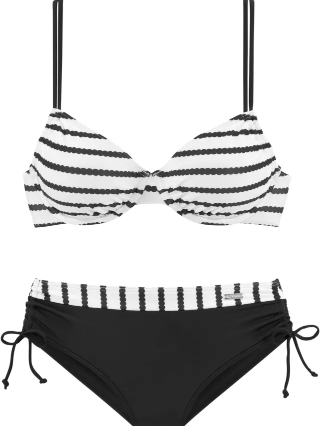beugelbikini zwart wit zwart/wit