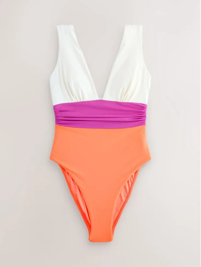 Next Dames - Diepuitgesneden buikbedekkend badpak - Roze Pink/Orange