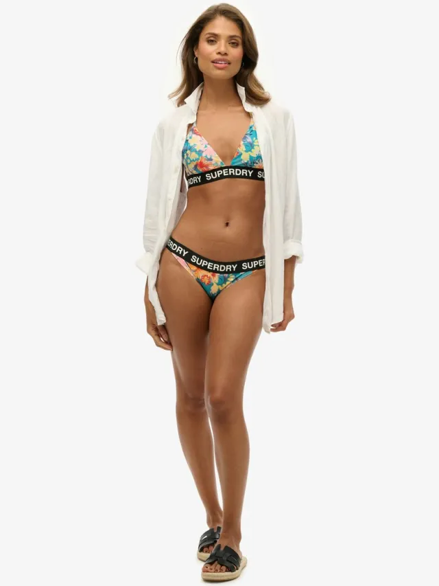 Superdry Classic bikinibroekje met logo - Dames - Badpakken bali blue anemone