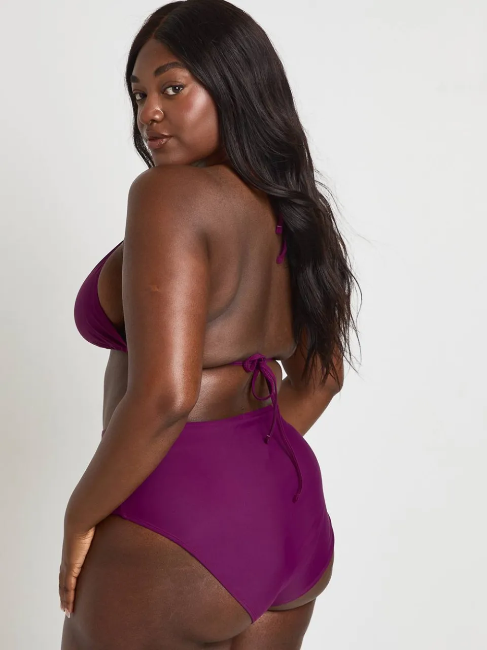 boohoo Dames Plus Zwemkleding Essentials Driehoek Bikini Top & Hoge Taille Broekje Set violet, foto 2