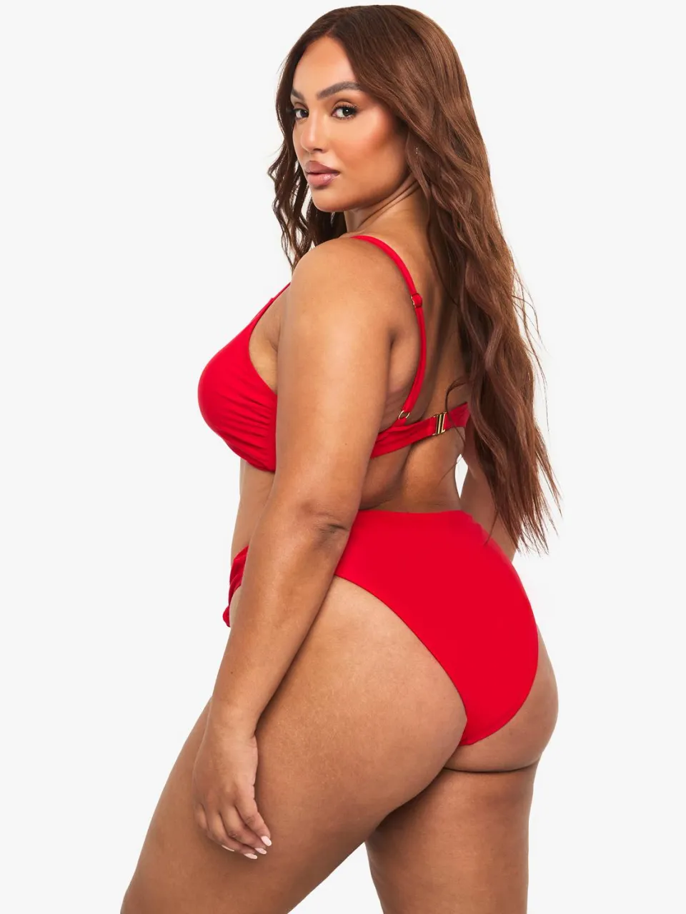 boohoo Dames Plus Gepolsterde Knoop Voordetail Bikini Top rood, foto 3