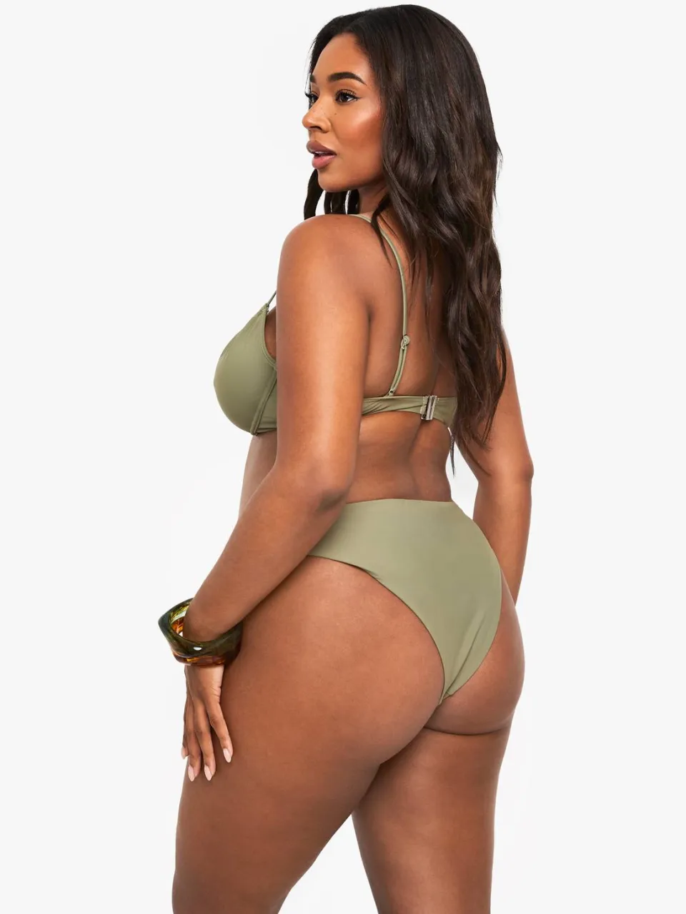 boohoo Dames Plus Swimwear Essentials Bikini Top met beugels kaki, foto 3
