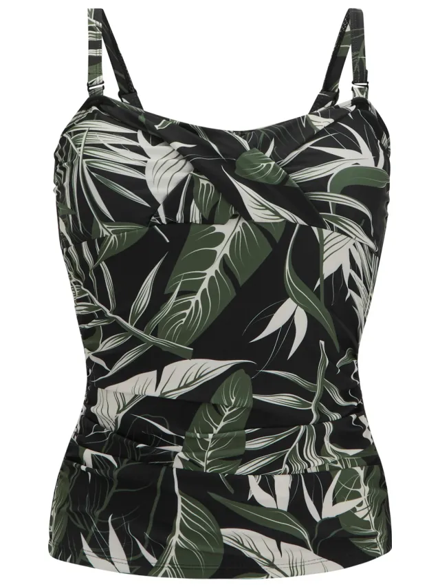Regatta Dames Aceana III Tropische Bladeren Tankini Top (Groen/Wit/Zwart)