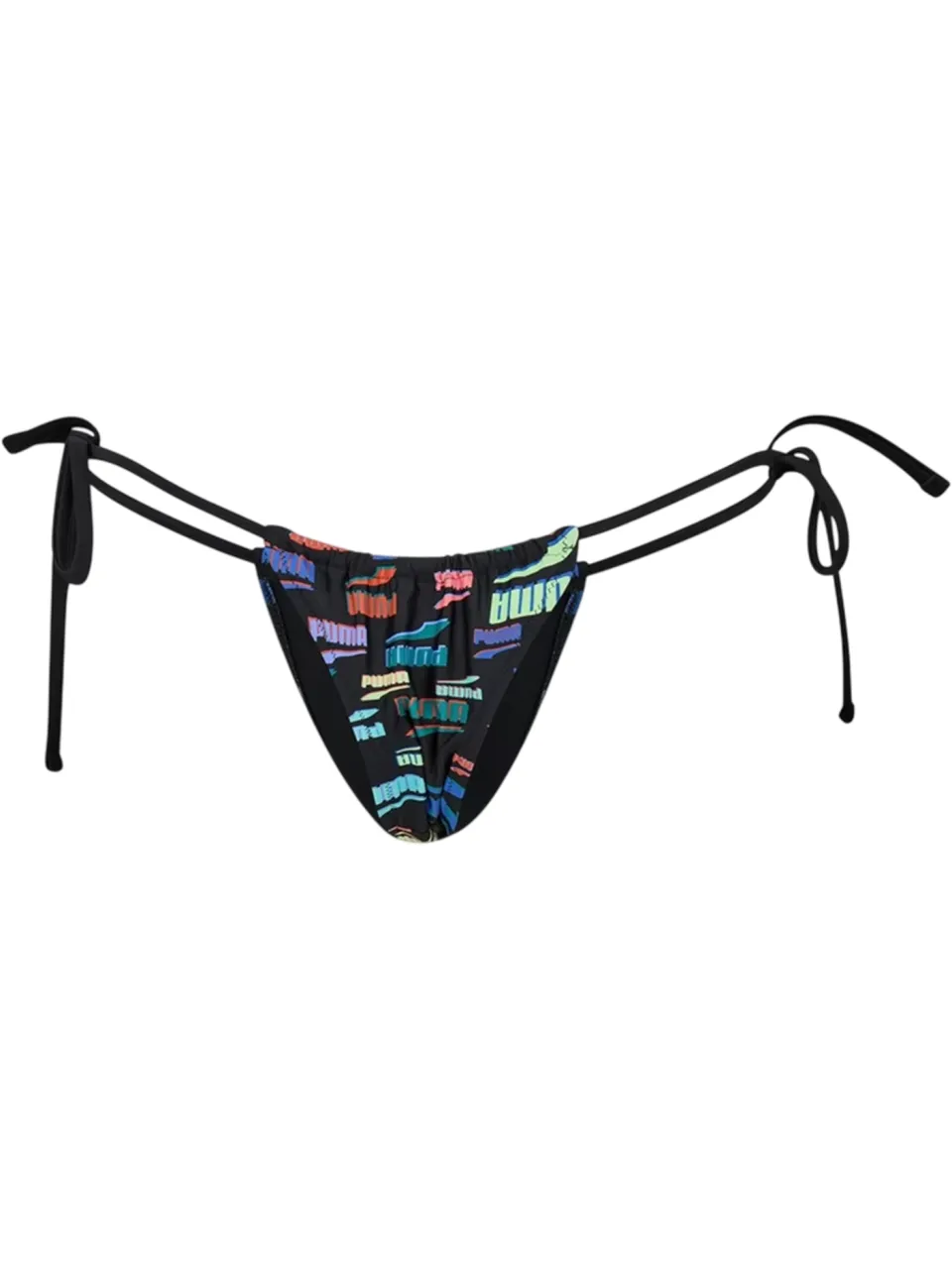 Puma Dames Tanga Graphic Print Bikinibroek met Zijden Veters (Zwart/Multikleur), foto 2