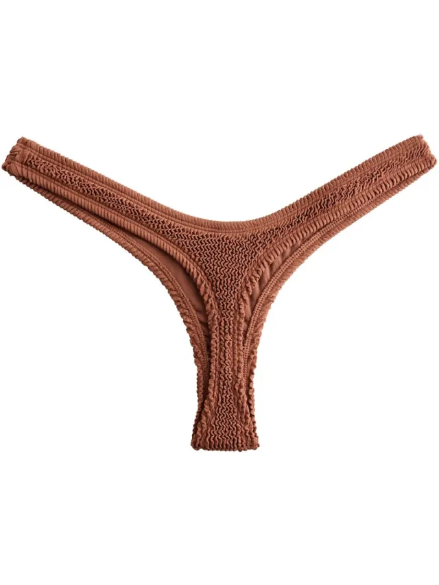 Next Dames - Hoog opgesneden bikinibroekje - Bruin Tan Brown Crinkle