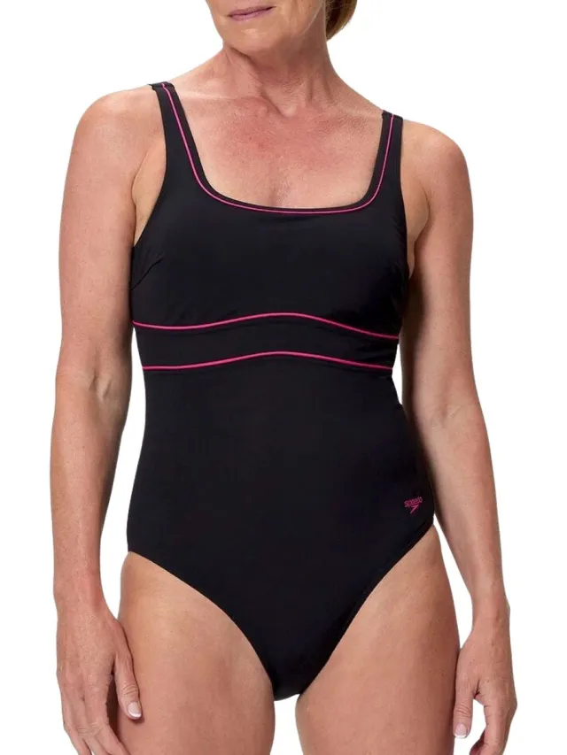 Speedo Contour Eclipse Shaping Badpak Dames zwart - roze