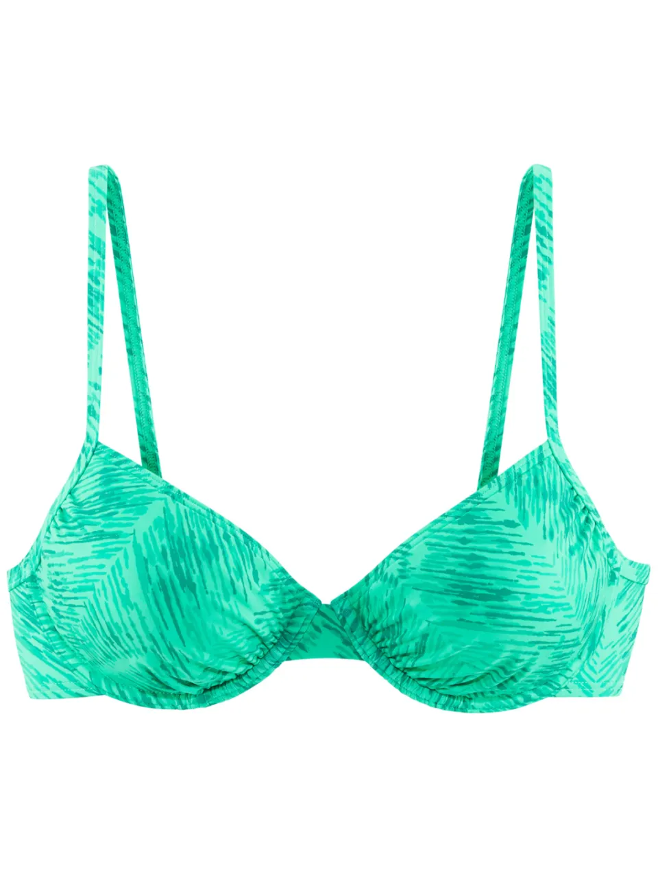 beugelbikinitop groen met bladprint, foto 2