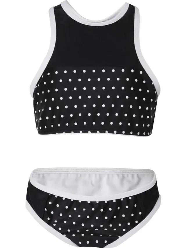 La V Bikini sport retro - Zwarte stippen 164-170 (Valt klein)