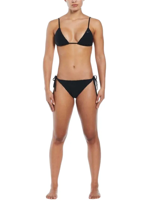 Nike Driehoekige bikinitop voor dames met strik aan de achterkant (Zwart)