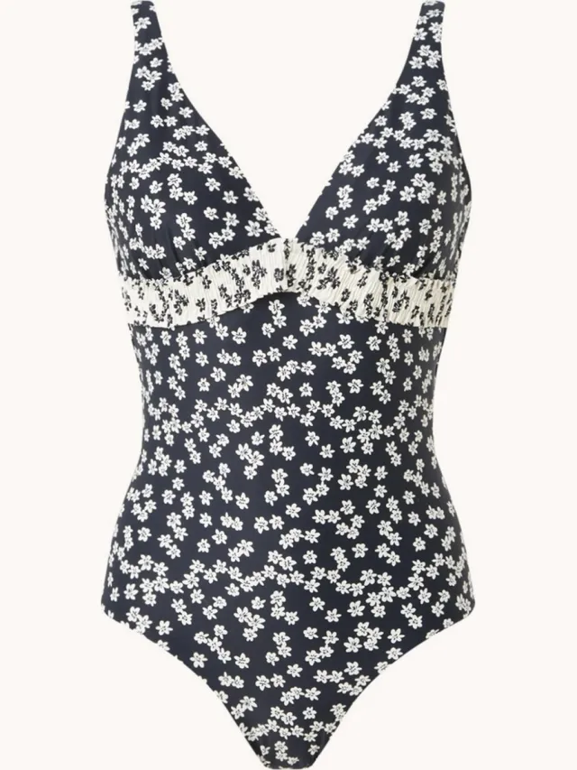 Cyell Blossoms voorgevormd badpak met bloemenprint - Zwart/ Wit