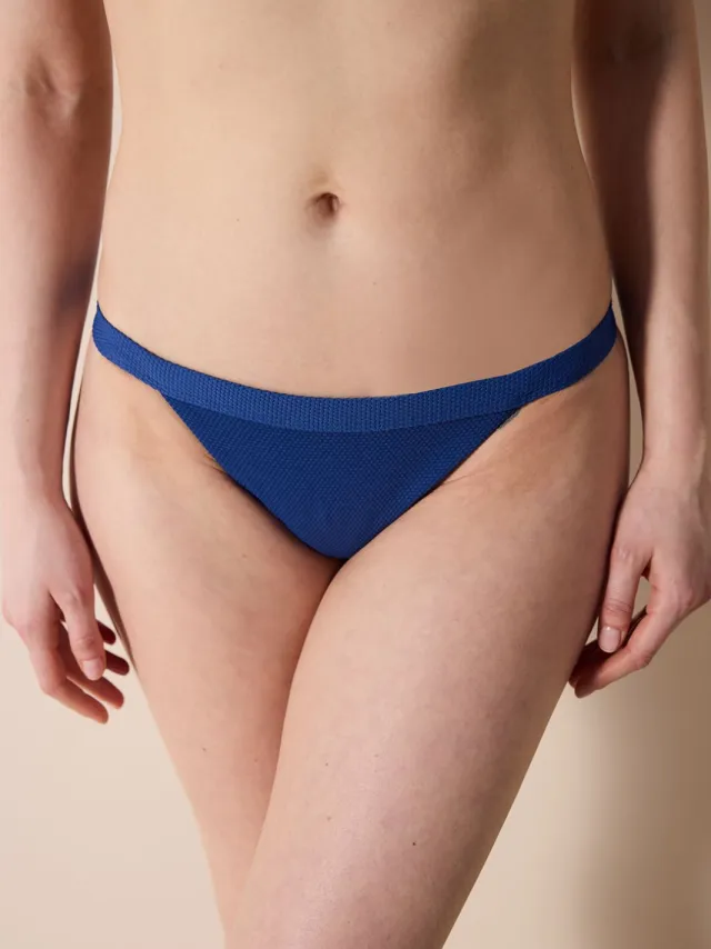 Penti Textuur Lage Taille Bikini Bottoms Blauw