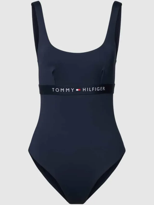 Tommy Hilfiger Badpak met labeldetail, model 'ONE PIECE' Marineblauw