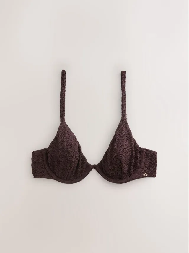 Next Dames - Bikinitop met beugel en zonder vulling - Bruin Chocolate Brown Crinkle