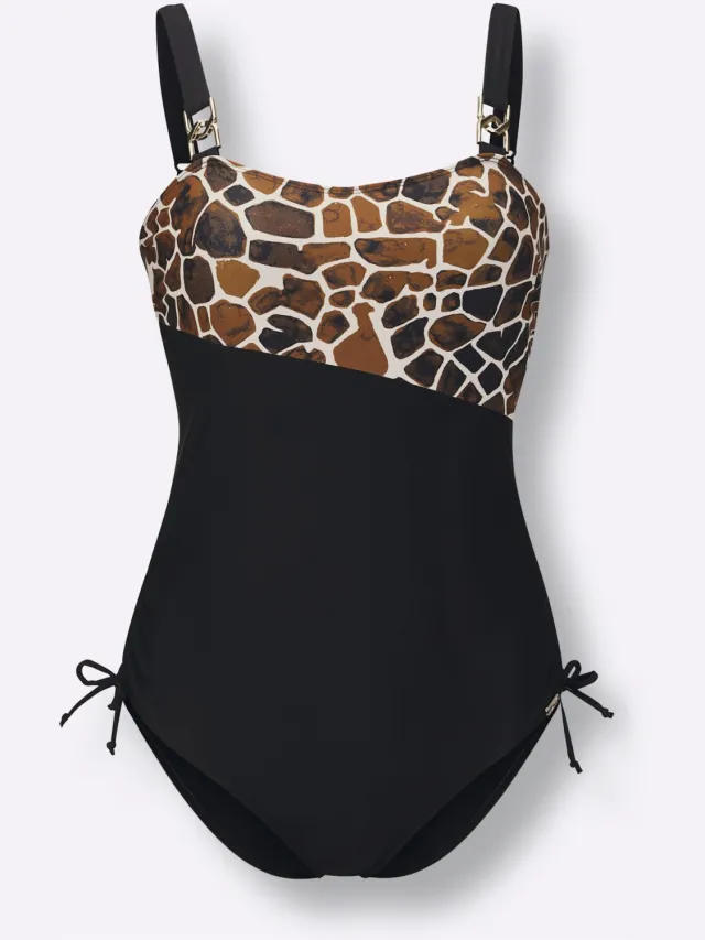 badpak zwart met choco print zwart/choco bedrukt