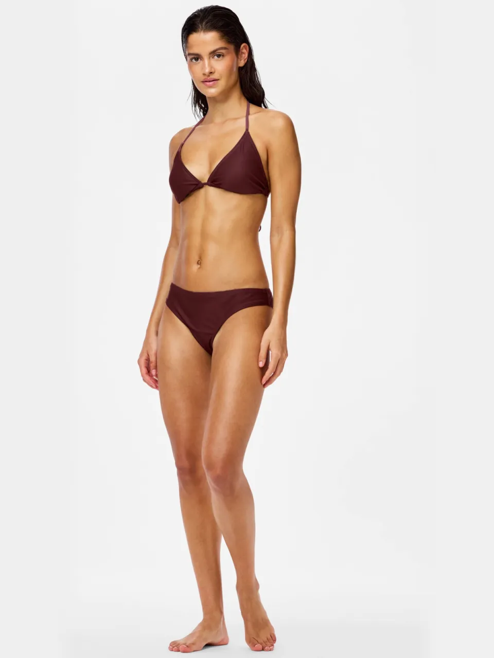 Pieces PCBAOMI triangel bikinitop zwart Bruin
