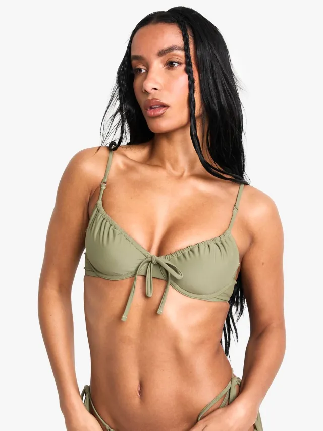 boohoo Dames Zwemkleding Essentials Onderbeugeld Bikinioberstuk kaki, foto 3