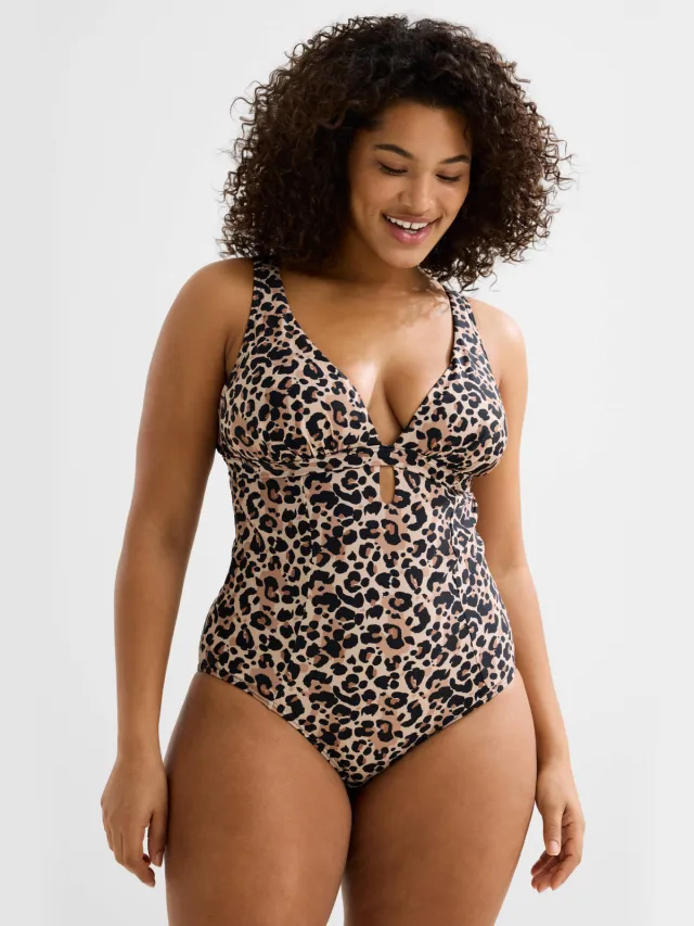 BEACHWAVE Curve corrigerend badpak beige zwart Beige/zwart