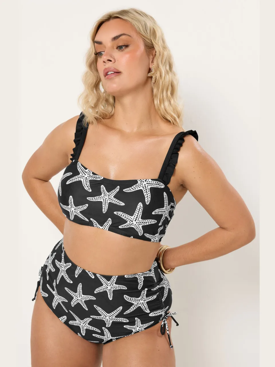 Yours Zwarte Zeester Super Hoge Taille Buikcorrigerende Bikinibroekjes Black