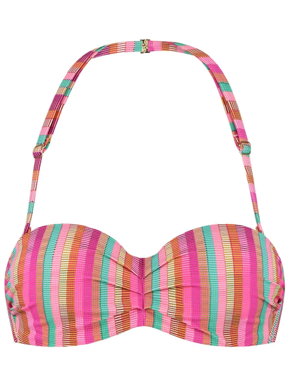 Cyell voorgevormde bandeau bikinitop roze/groen, foto 3