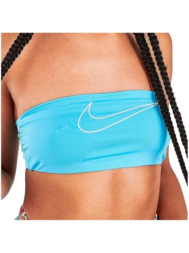 Nike bandeau bikinitop blauw