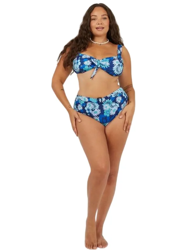 Brave Soul Bikinibroekjes met all-overprint en hoge taille voor dames (Blauw)