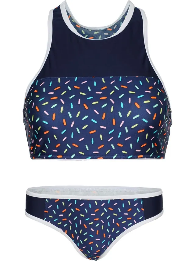 La V Bikini sport retro - Multi color stippen 128-134