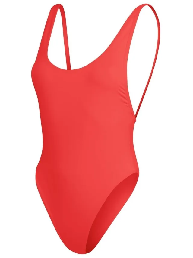 Speedo Dames Effen Scoop Neck Badpak (Rood)