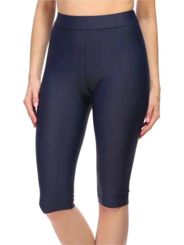 Merry Style MS-MS10-334-SWLE Dames lange Zwembroek - Zwemshorts - Bikinibroekje - Elastische tailleband - Polyamide & Elastaan - Marineblauw (6007) - 34